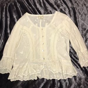 Cream ruffle blouse